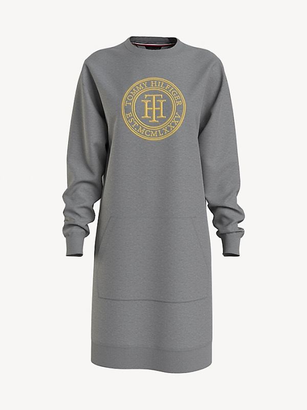 frokost give forfriskende Tommy Hilfiger Dresses Billig - Essential Crest Hoodie Kjole Dame Grå